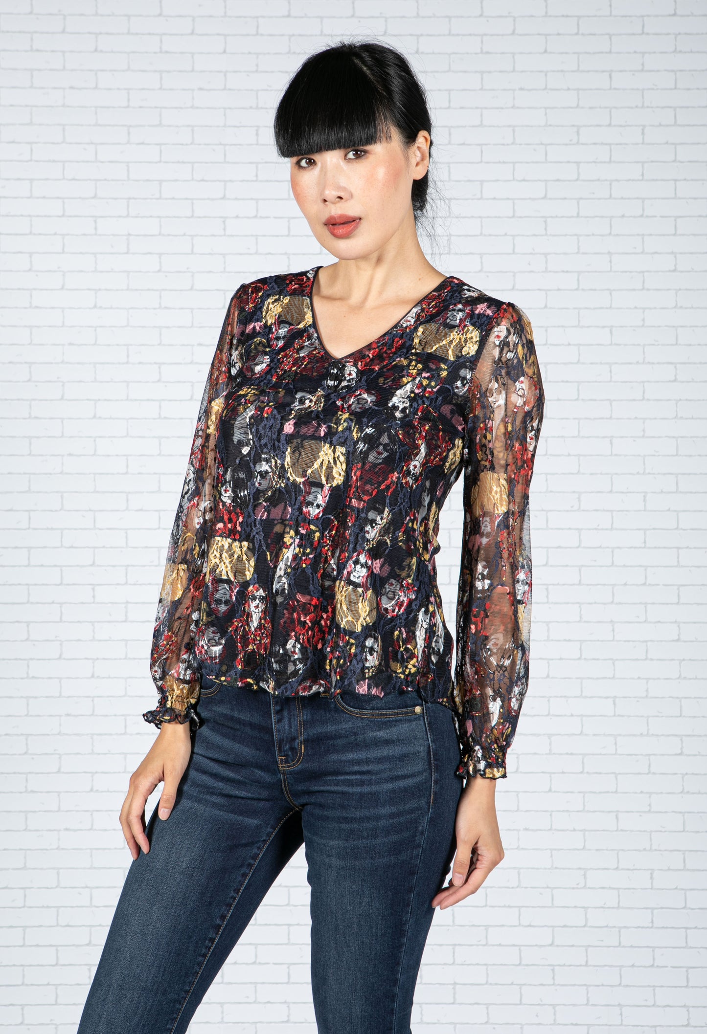 Lace Chic Print Blouse