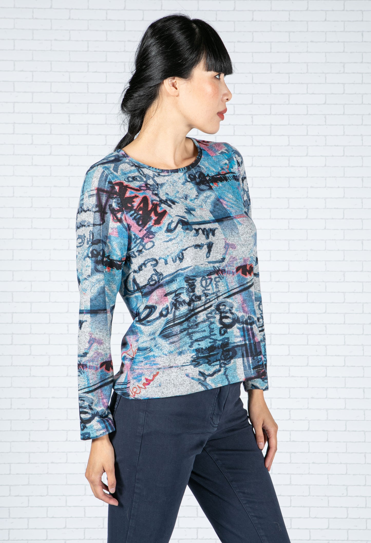 Super Soft Abstract Print Jumper