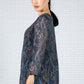 Paisley Print Pleated Dress in Navy