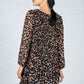 Animal Print Pleated Dress in Black & Brown