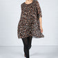 Animal Print Pleated Dress in Black & Brown