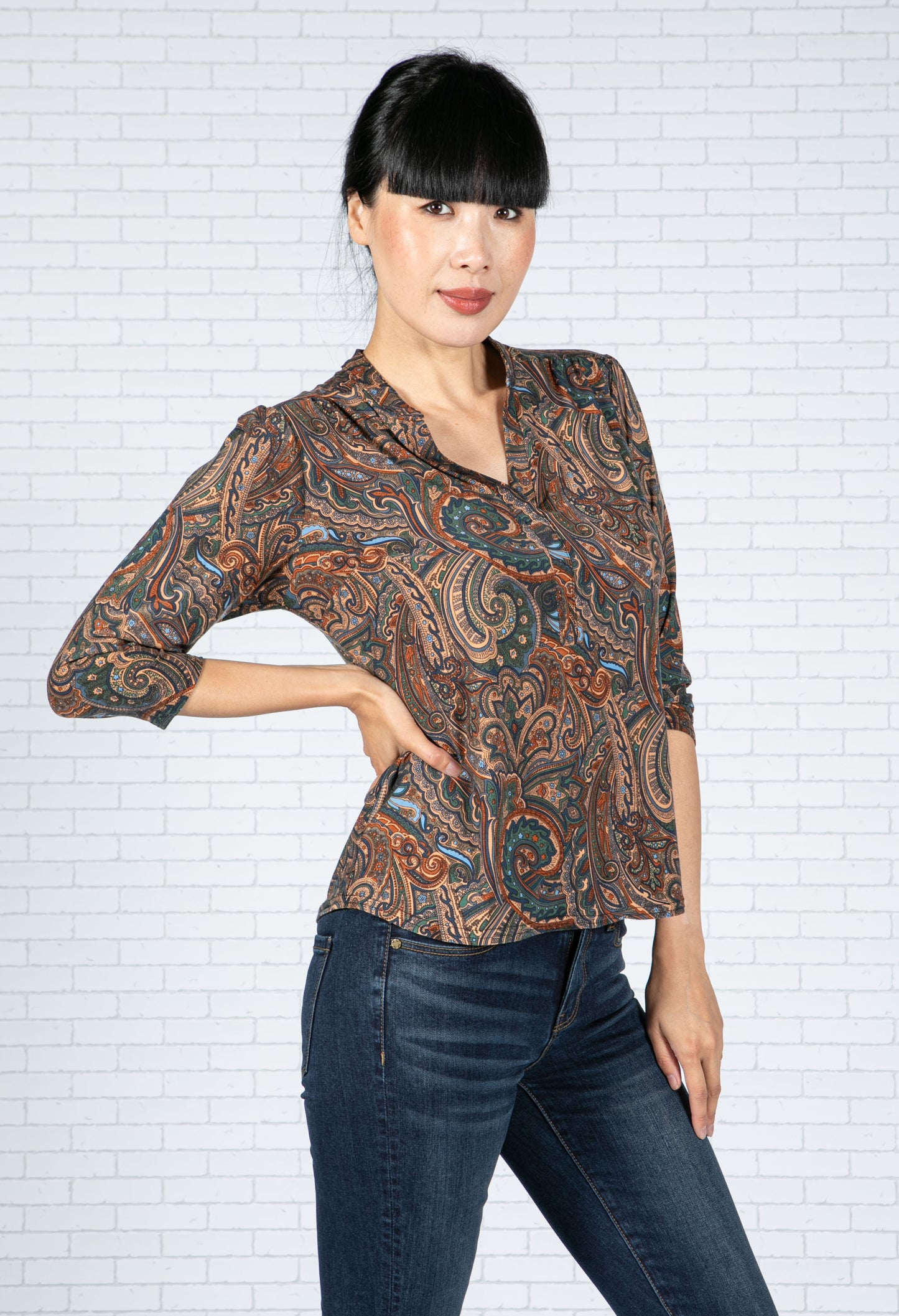 Paisley Print Blouse in Earth