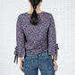 Leaf Print V-Neck Blouse