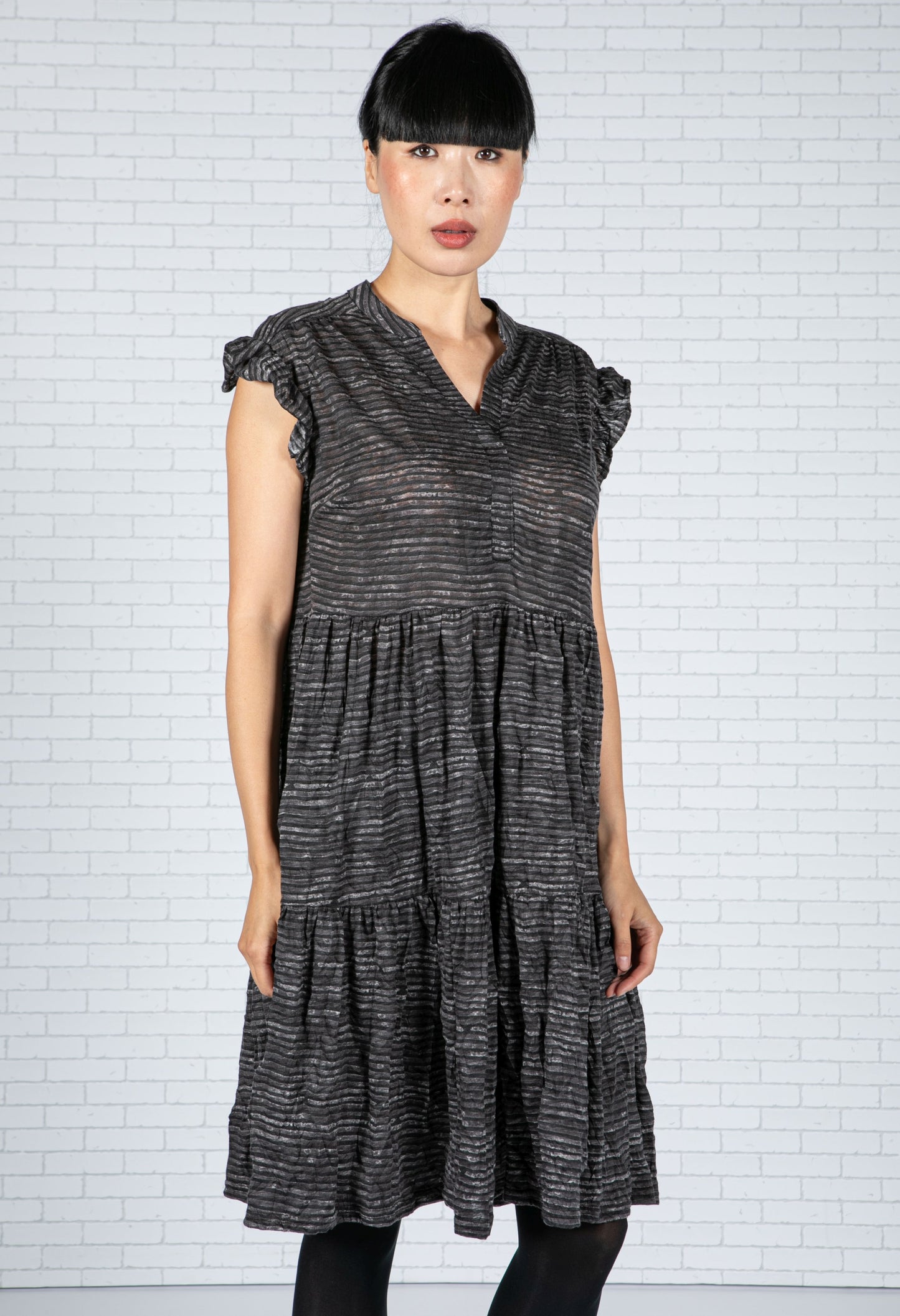 Dark Stripe Dress in Grey