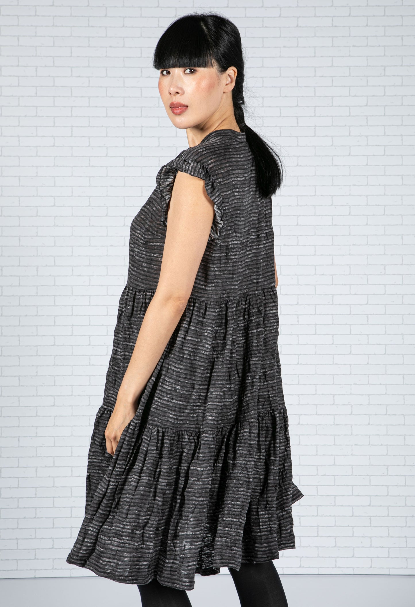 Dark Stripe Dress in Grey