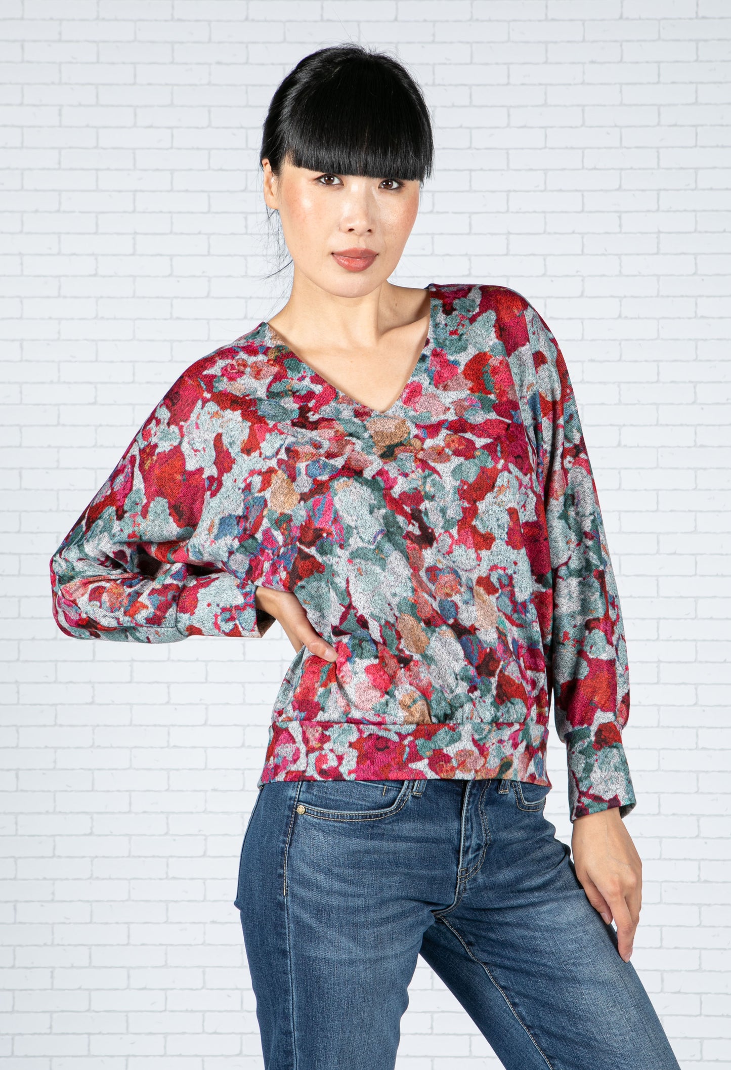 Floral Design Knit Top