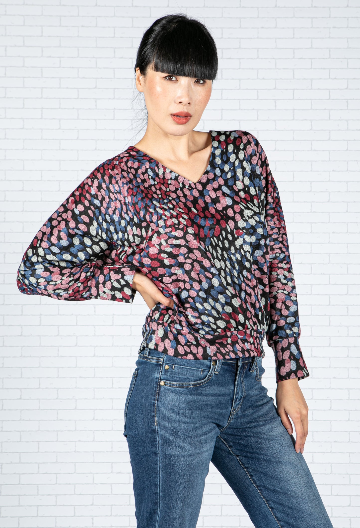 Confetti Print Knit Top