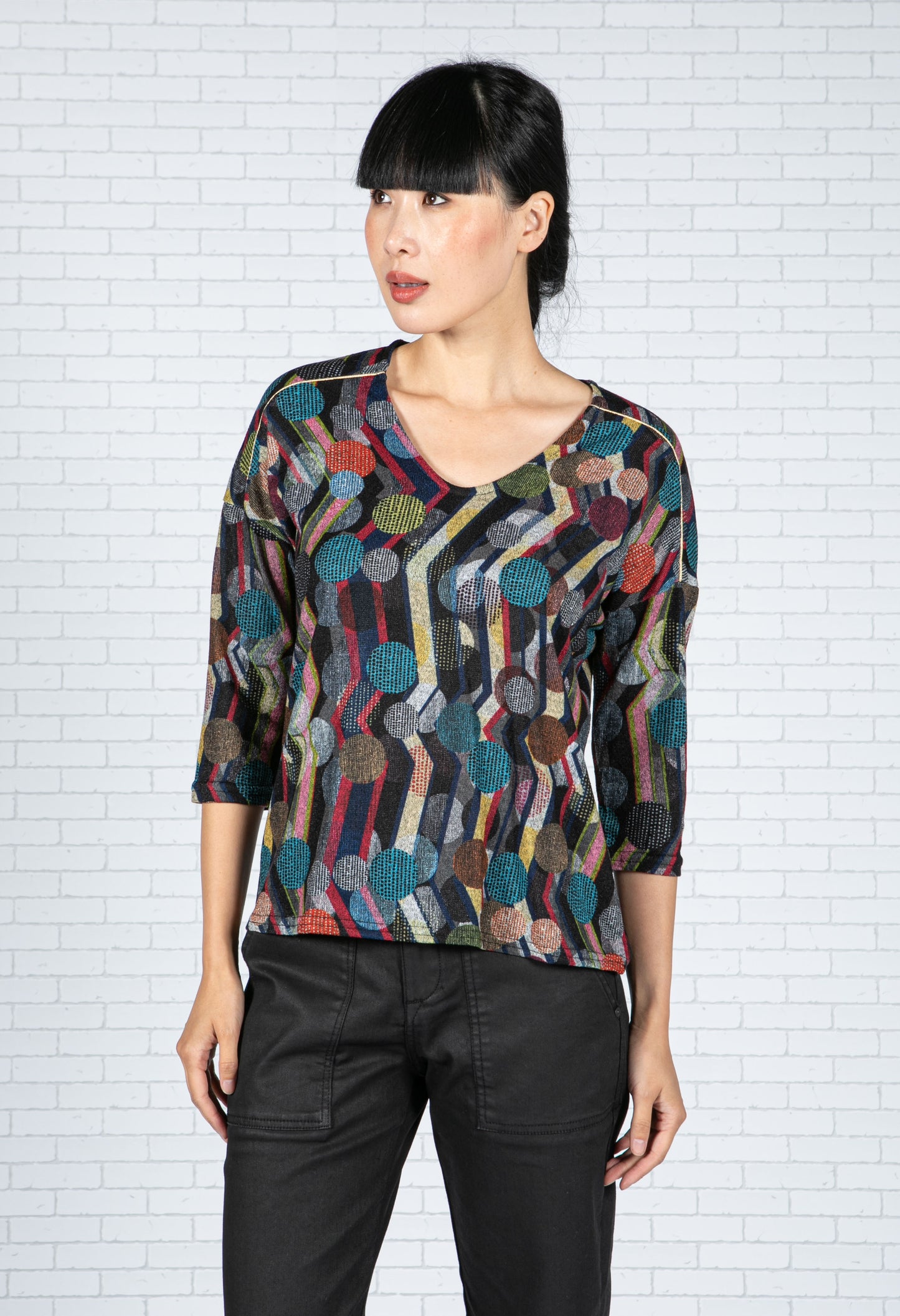 Geometric Print Knit Top