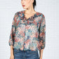 Sheer Floral Pop Top in Blue