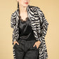 Faux Zebra Print Open midi Jacket