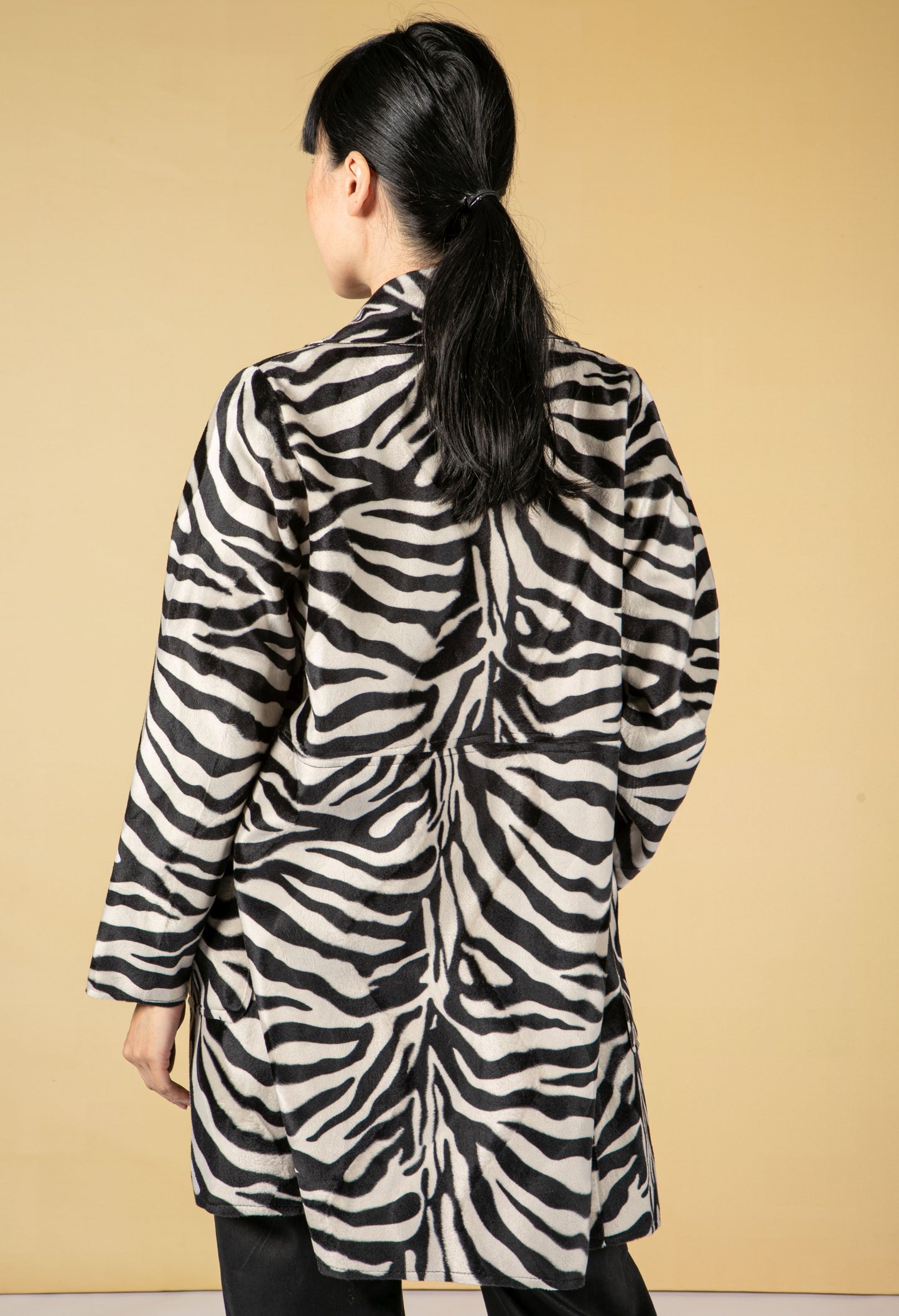 Faux Zebra Print Open midi Jacket