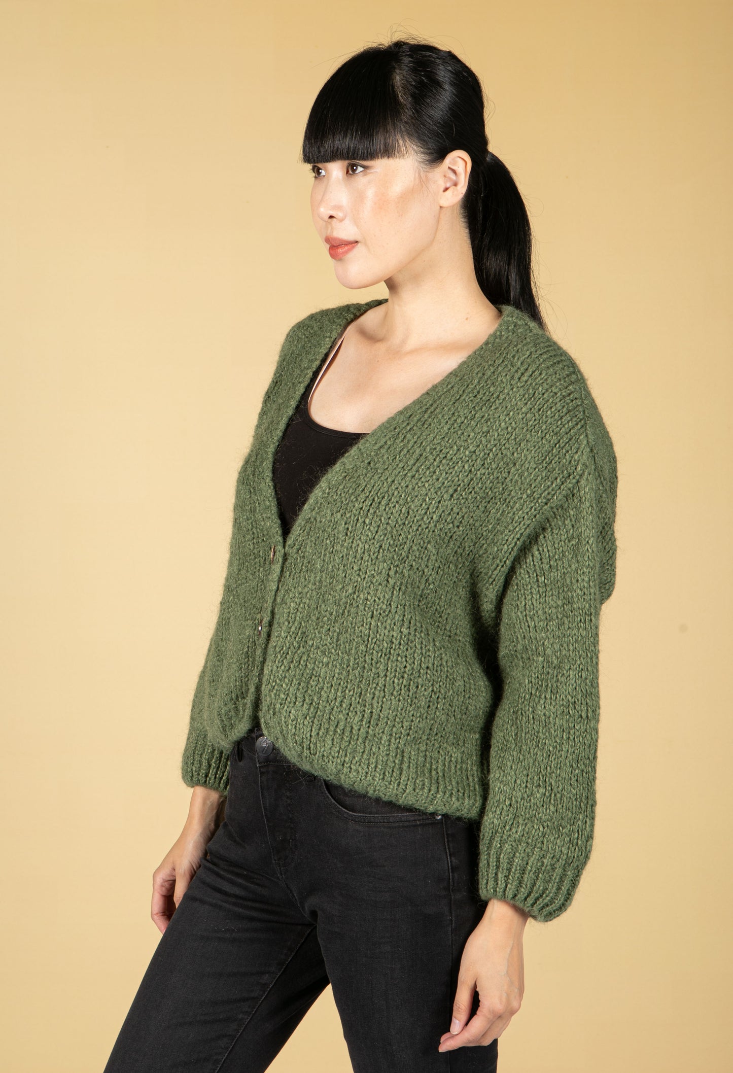 Moss Green RELAXED FIT CARDI