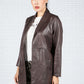 Leather Look Open Jacket in Mahogany