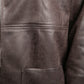 Leather Look Open Jacket in Mahogany