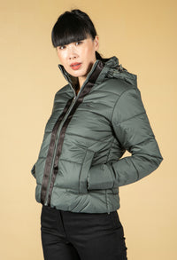 MEEFIC HOODED PADDED JACKET IN GRAPHITE