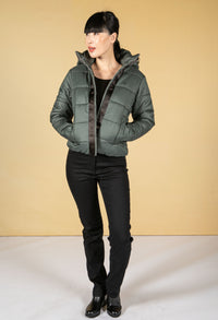 MEEFIC HOODED PADDED JACKET IN GRAPHITE