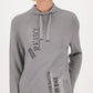 STAND-UP COLLAR KNITTED JUMPER WITH RHINESTONES IN GREY