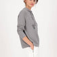 STAND-UP COLLAR KNITTED JUMPER WITH RHINESTONES IN GREY