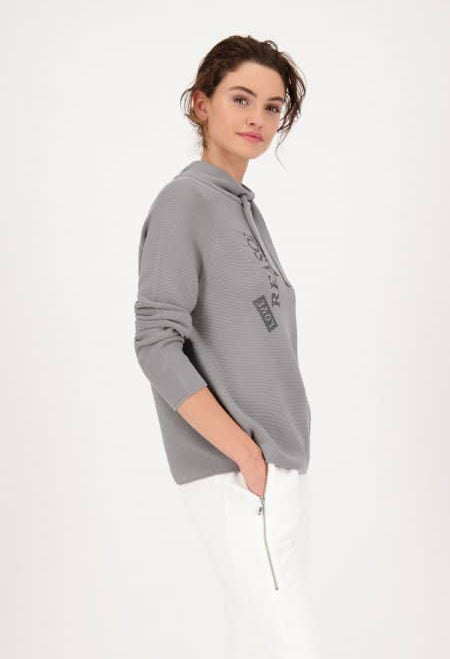 STAND-UP COLLAR KNITTED JUMPER WITH RHINESTONES IN GREY