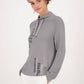 STAND-UP COLLAR KNITTED JUMPER WITH RHINESTONES IN GREY