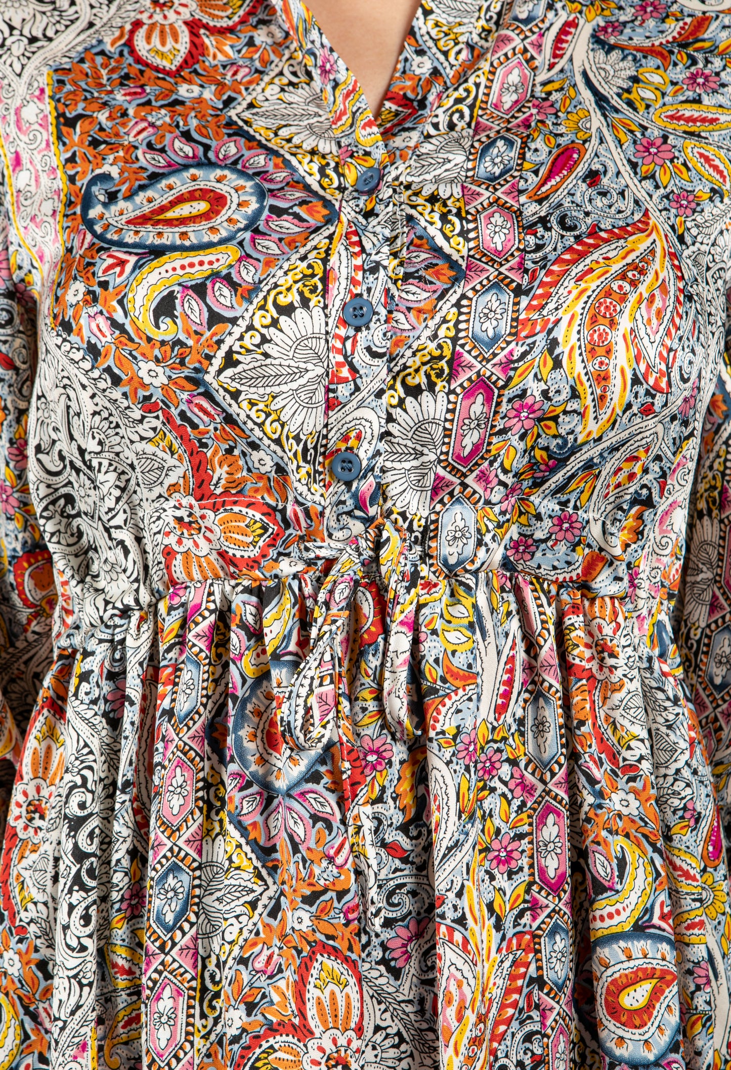 Paisley Print Tiered Shirt Dress