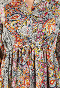 Paisley Print Tiered Shirt Dress