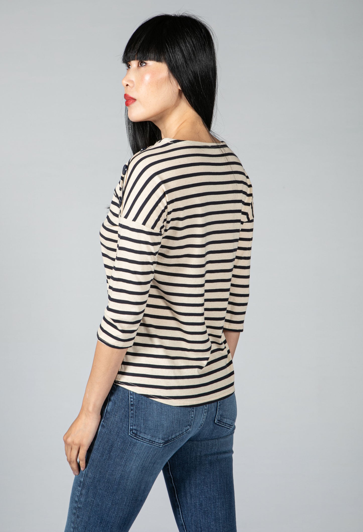 Stripe Nautical Top With Buttons