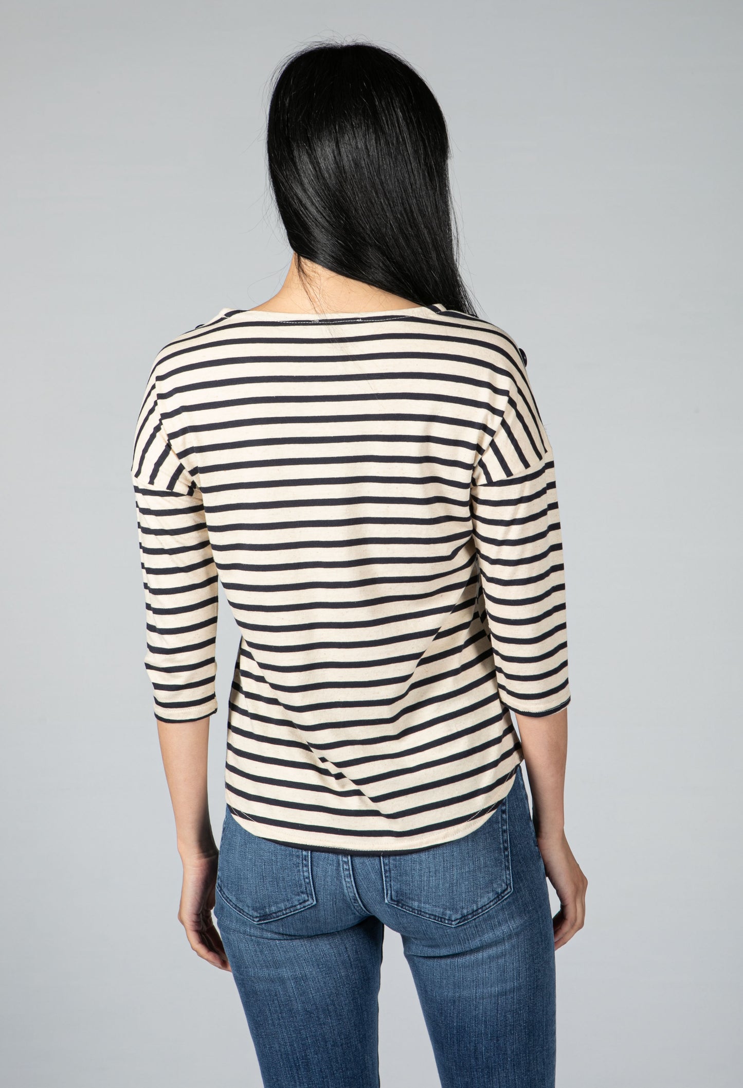 Stripe Nautical Top With Buttons