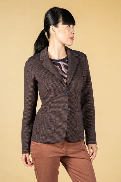 Textured Blazer in Navy & Brown