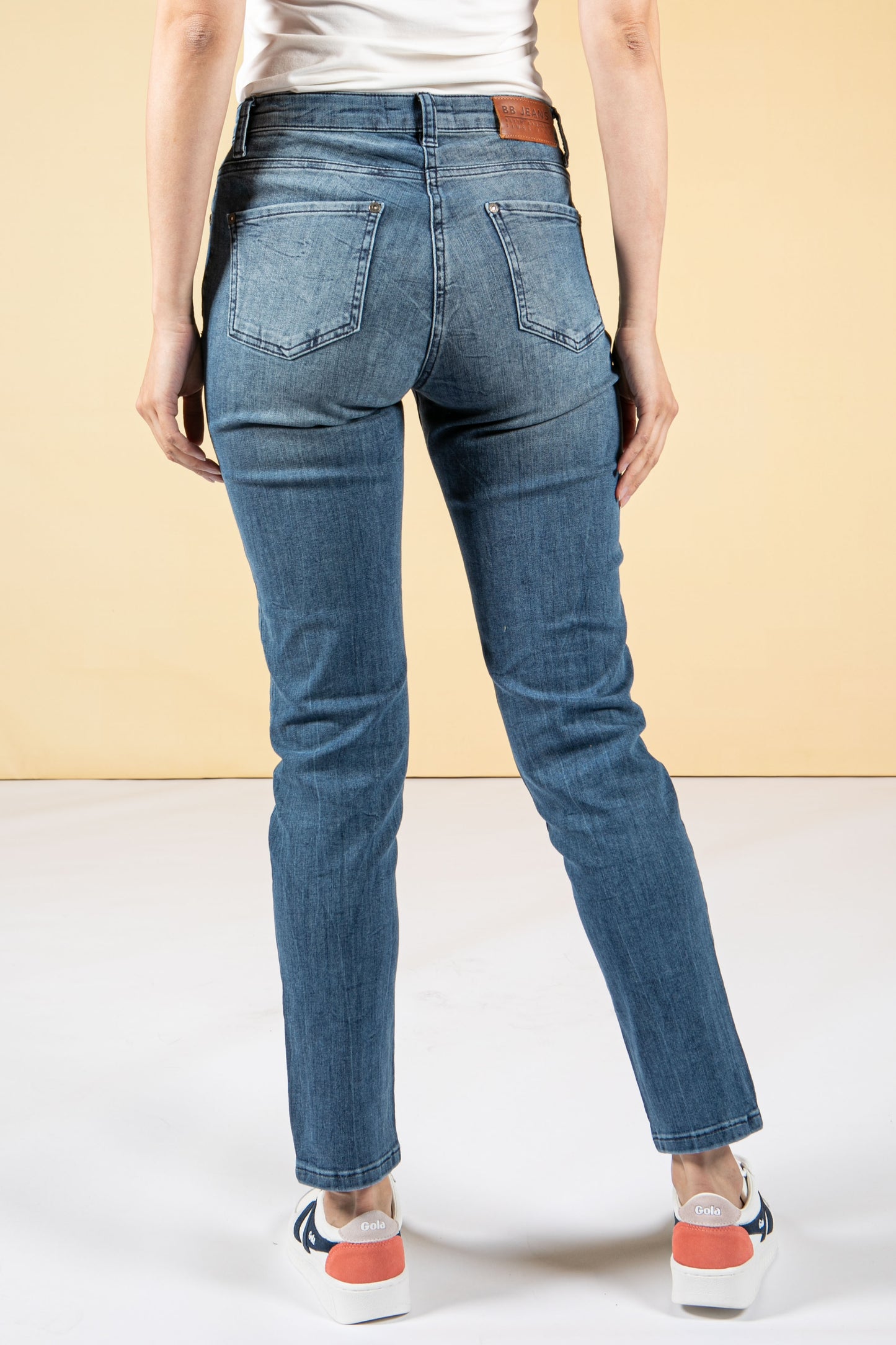 Straight Leg Basic Mid Wash Jeans