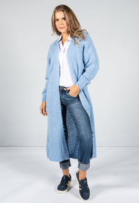 Powder Blue Chunky Knit Long Cardigan