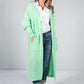 Bright Mint Chunky Knit Long Cardigan