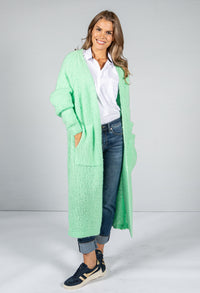 Bright Mint Chunky Knit Long Cardigan