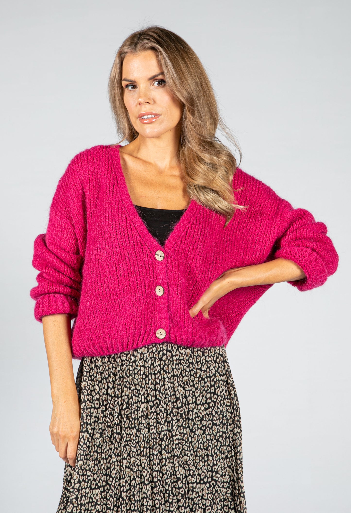 Fuchsia RELAXED FIT CARDI