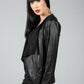 Faux Vintage Leather Look Jacket in Black