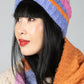 Colour Block Knit Beanie in Lilac