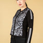 Animal Print Knit Sleeve Cardigan in Black & Grey