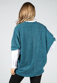 Lurex Knit Cardi in Teal