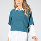 Lurex Knit Pullover in Teal