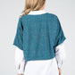 Lurex Knit Pullover in Teal