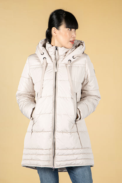 Quilted Coat in Silky Beige