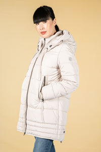 Quilted Coat in Silky Beige