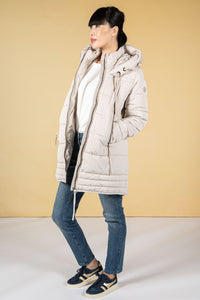 Quilted Coat in Silky Beige