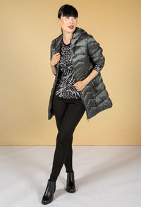 Quilted Hooded Coat in Cool Graphite