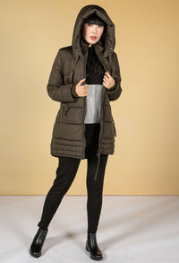 Quilted Coat in Dark Khaki