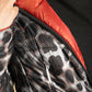 Reversible Quilted Long Coat in Orange/Animal Check Print