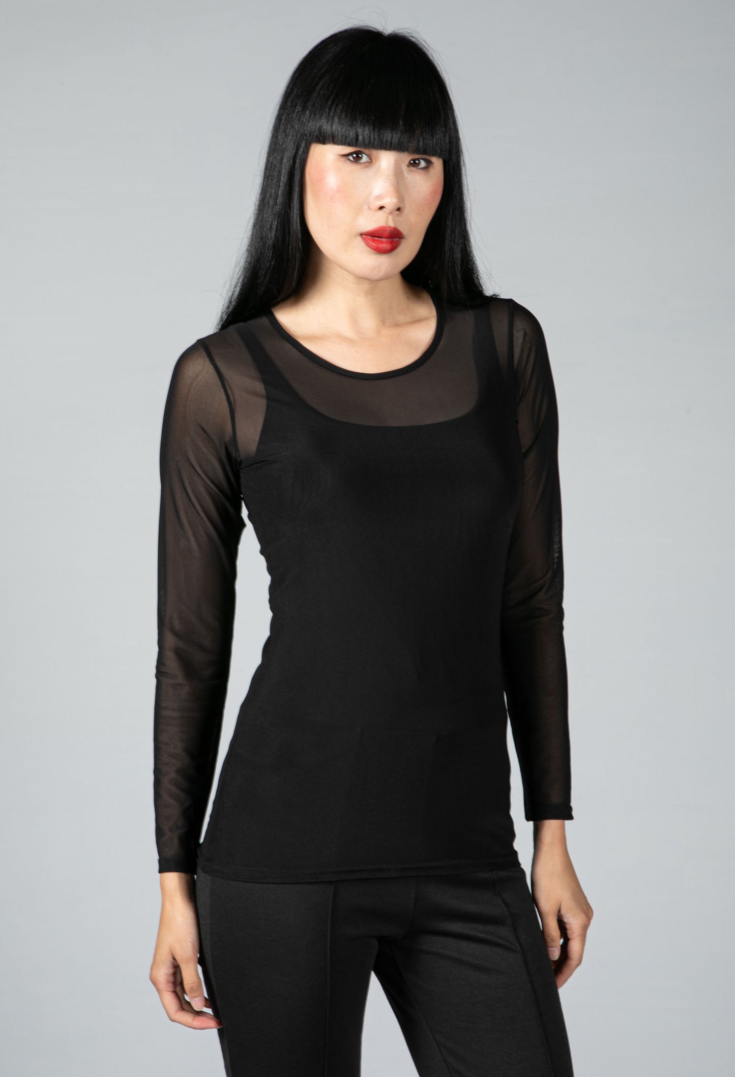 Mesh Round Neck Top