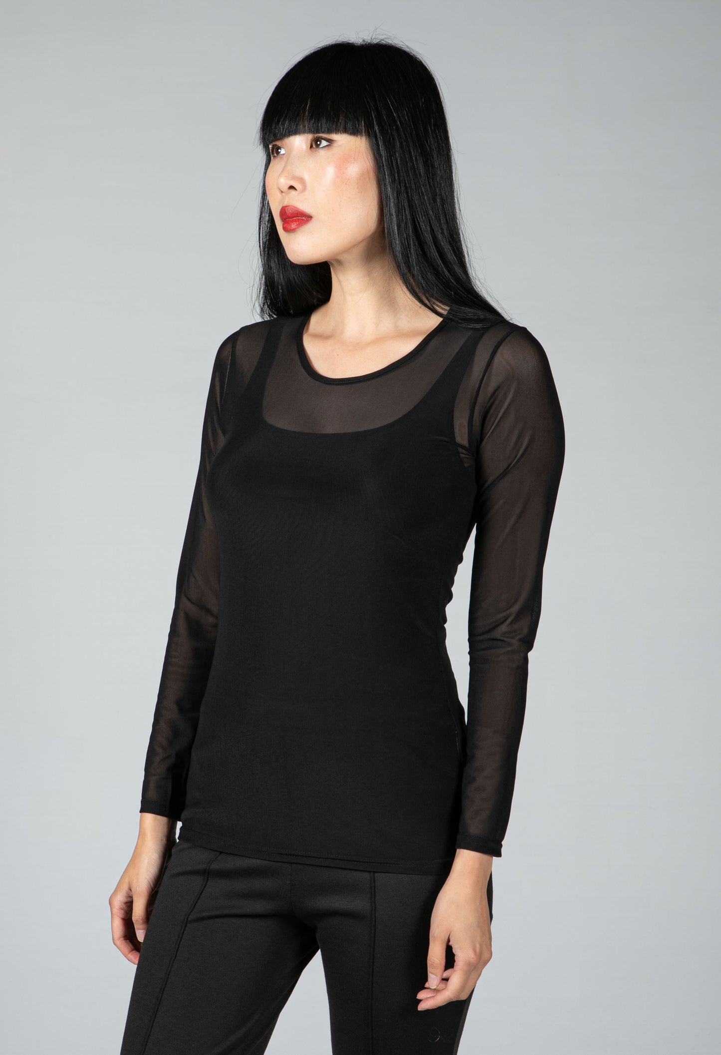 Mesh Round Neck Top