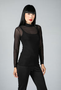 Polo Neck Mesh Top