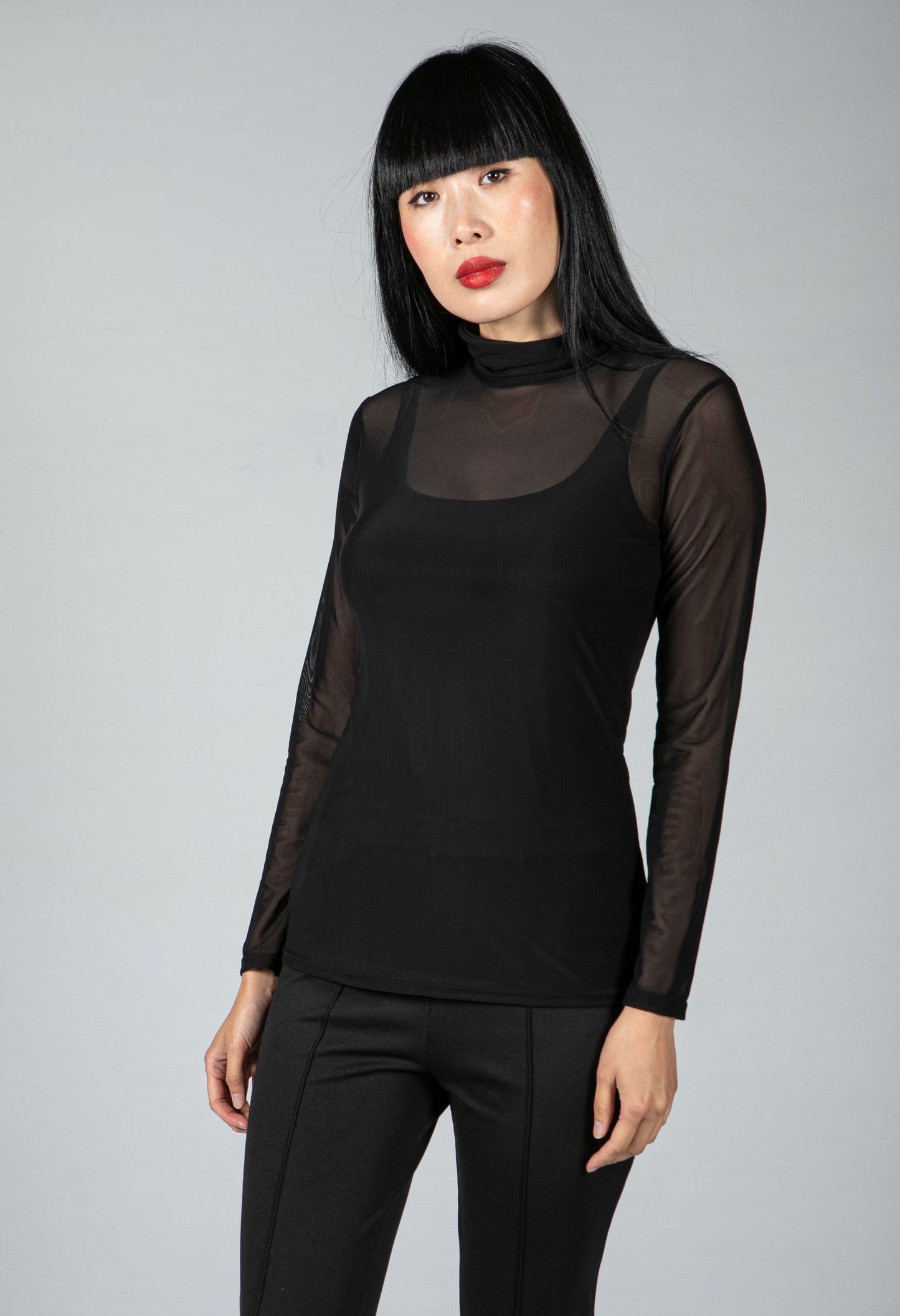 Polo Neck Mesh Top